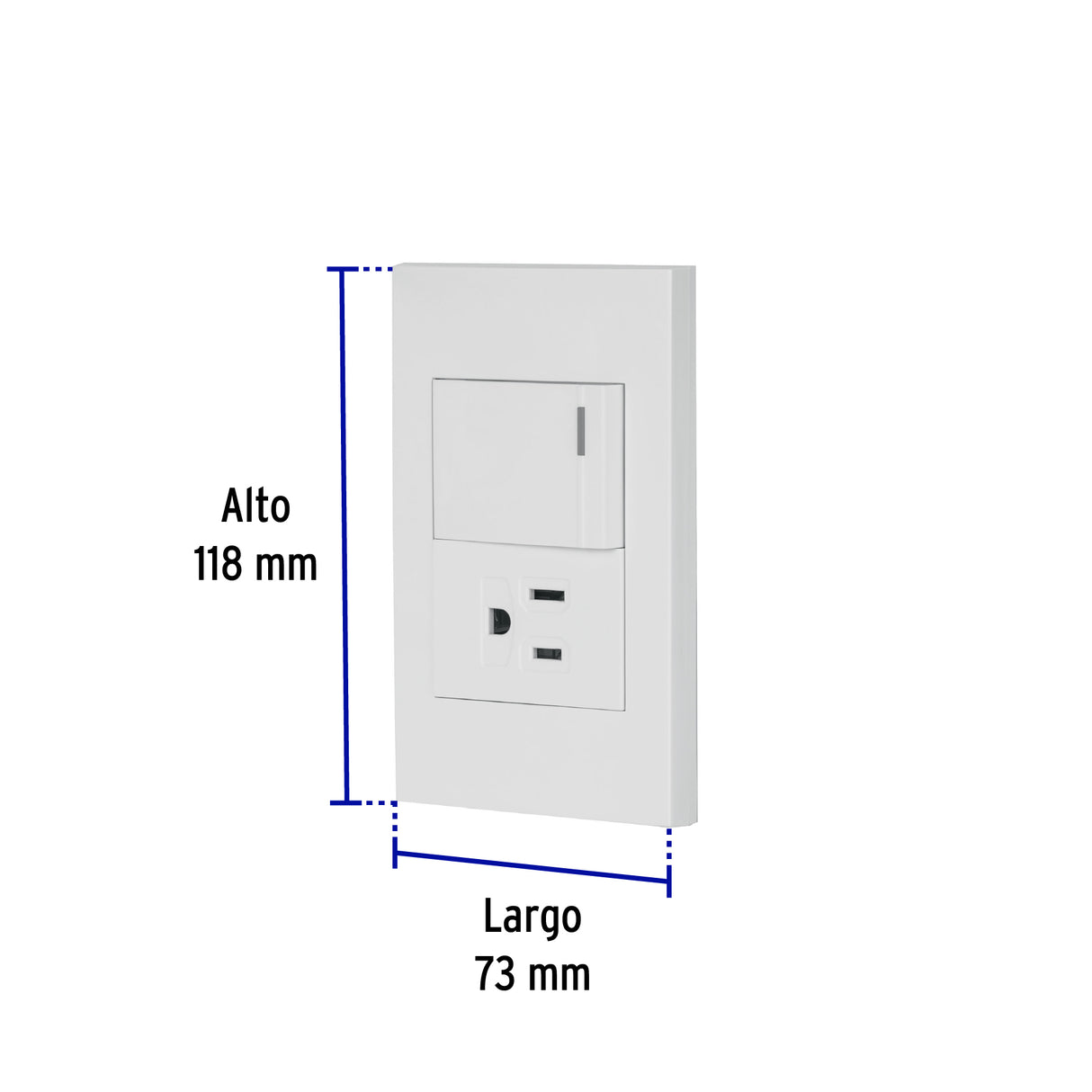 Placa Armada 1 Interruptor, 1contacto, 1.5mod, Española, Blanco