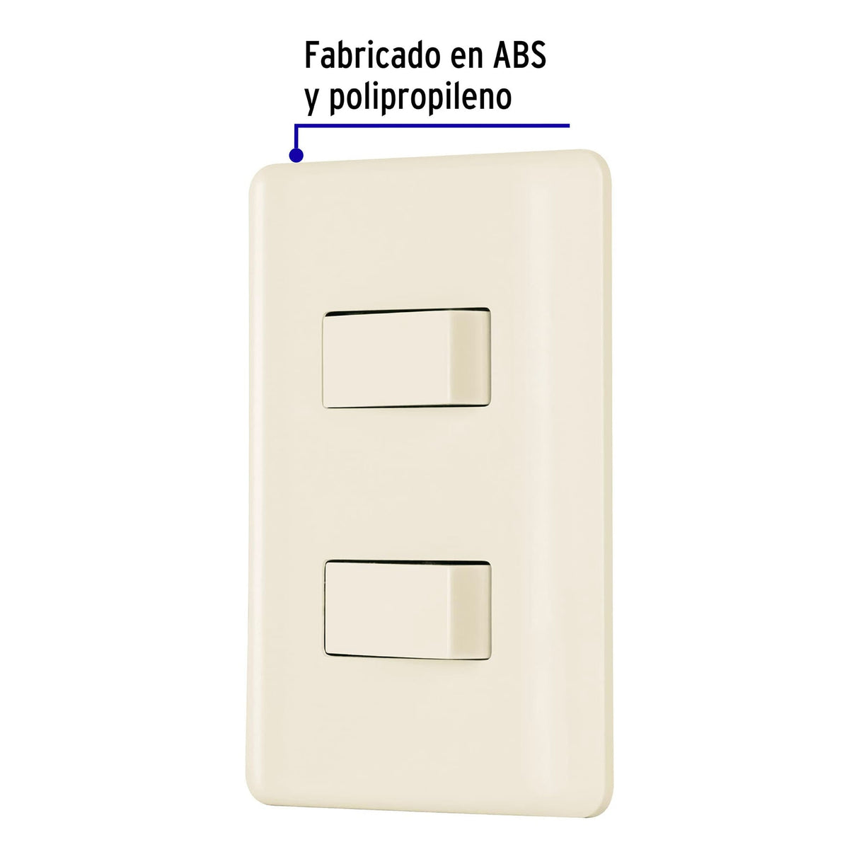 Placa Armada, 2 Interruptores, Marfil, Volteck