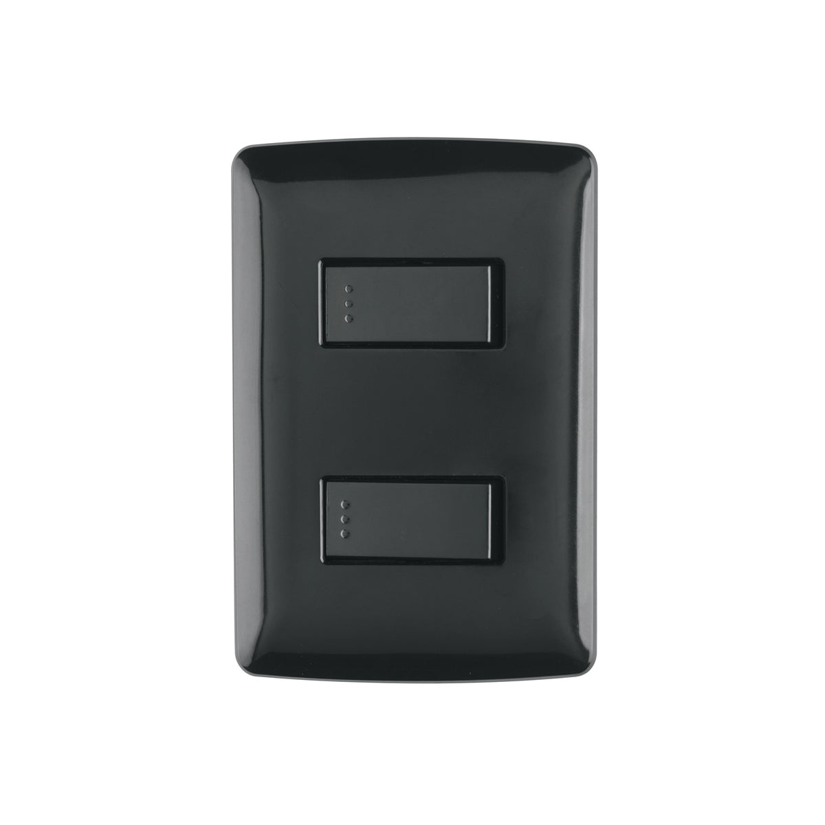 Placa Armada, 2 Interruptores Sencillos, Negro, Línea Italiana