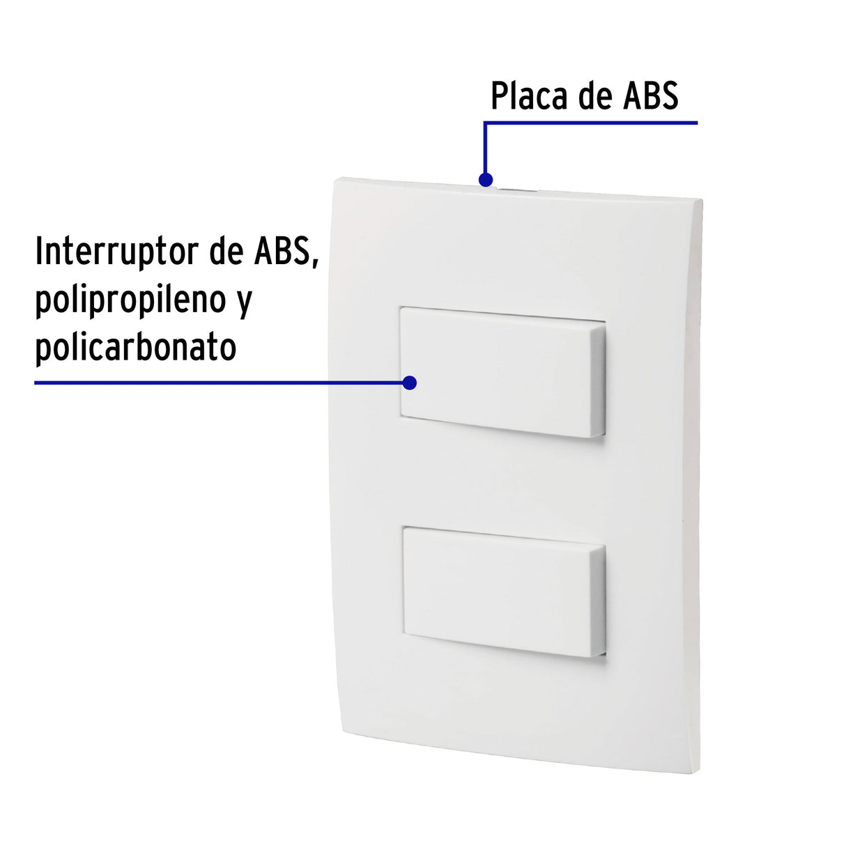 Placa Armada 2 Interruptores Sencillos, Línea Oslo, Blanco