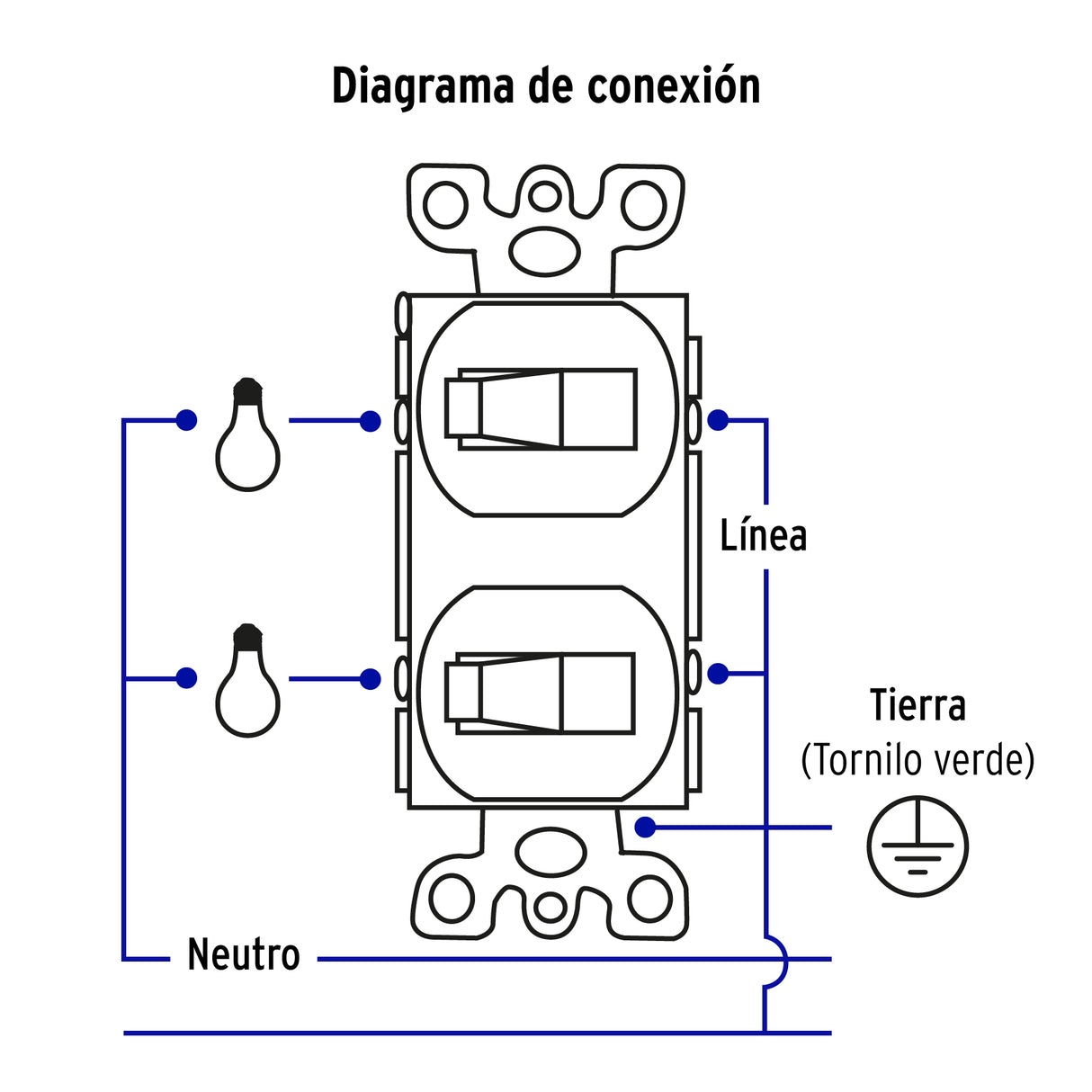 Placa Armada 2 Interruptor Sencillo, Línea Standard, Aluminio