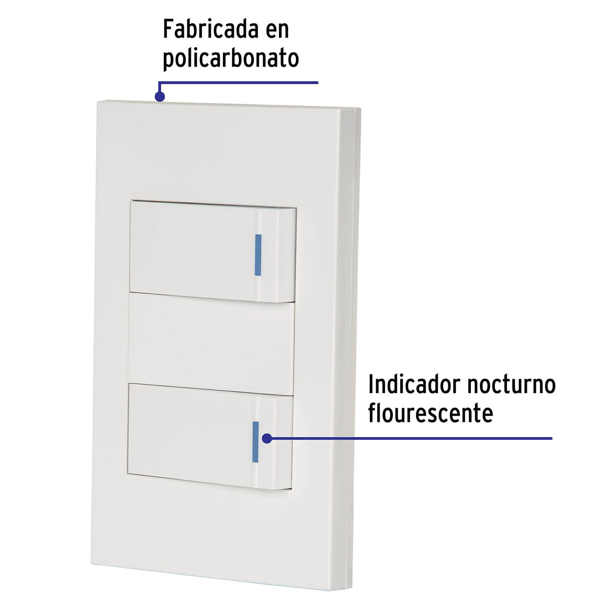 Placa Armada 2 Interruptores 1DE 3VÍAS, 1 Mod, Española, Blanco