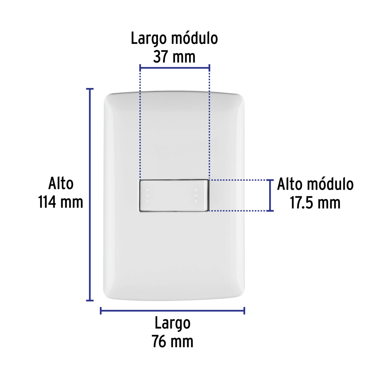 Placa Armada 1 Interruptor Escalera, Blanco, Línea Italiana