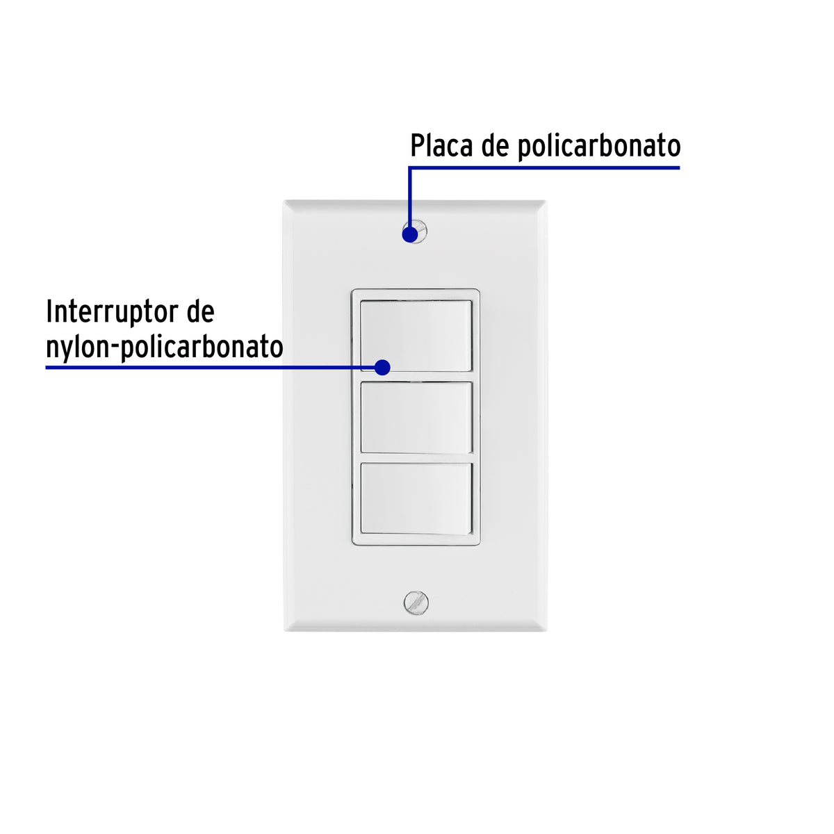 Placa Armada con 3 Interruptores Sencillos, Línea Classic