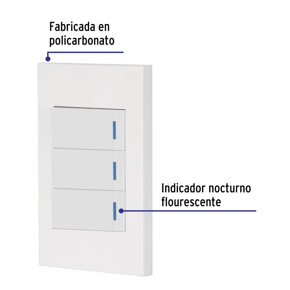Placa Armada 3 Interruptores, 1 Módulo, Española, Blanco