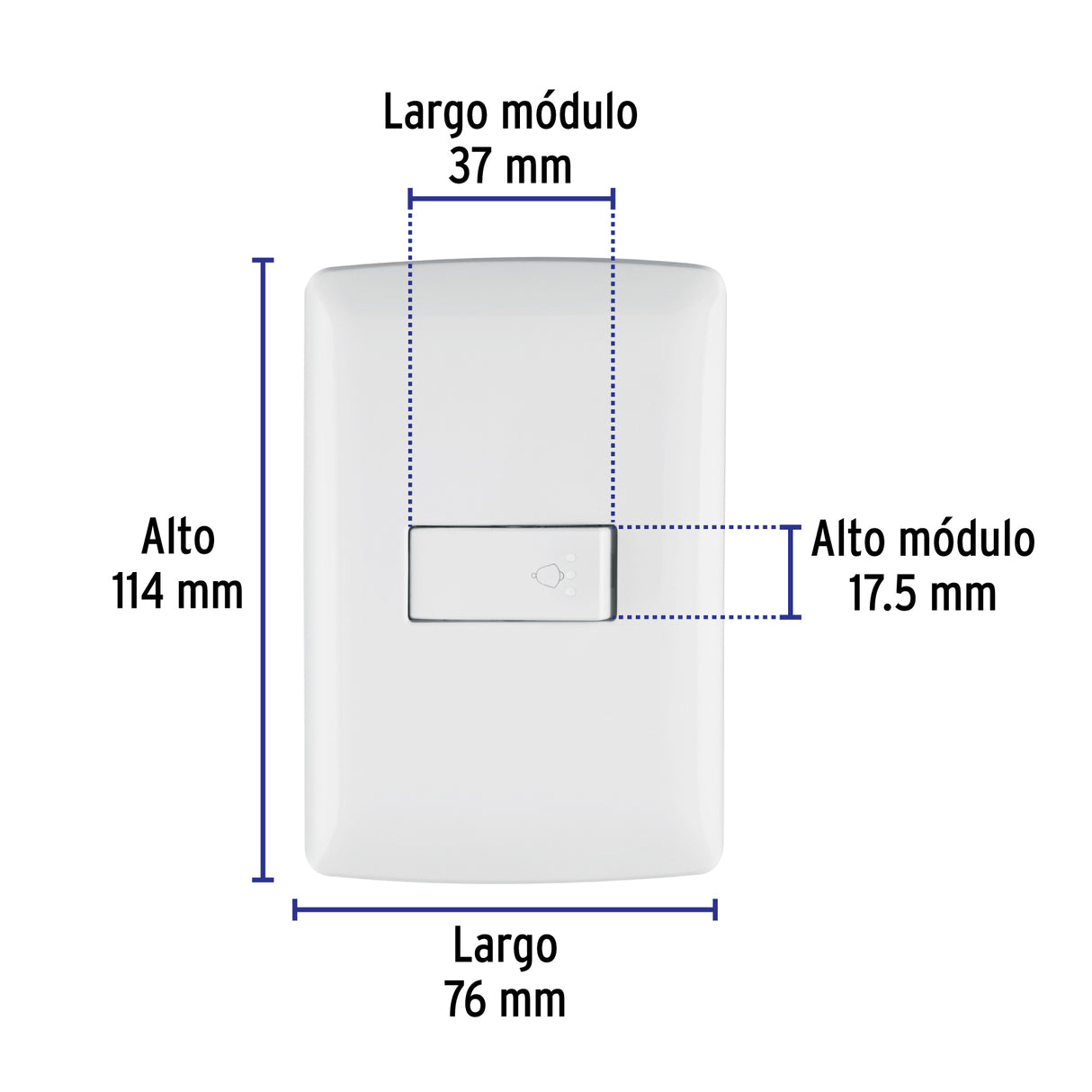 Placa Armada con Timbre, Blanco, Línea Italiana., Volteck
