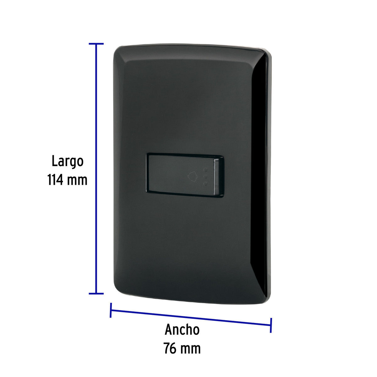 Placa Armada con Timbre, Negro, Línea Italiana, Volteck