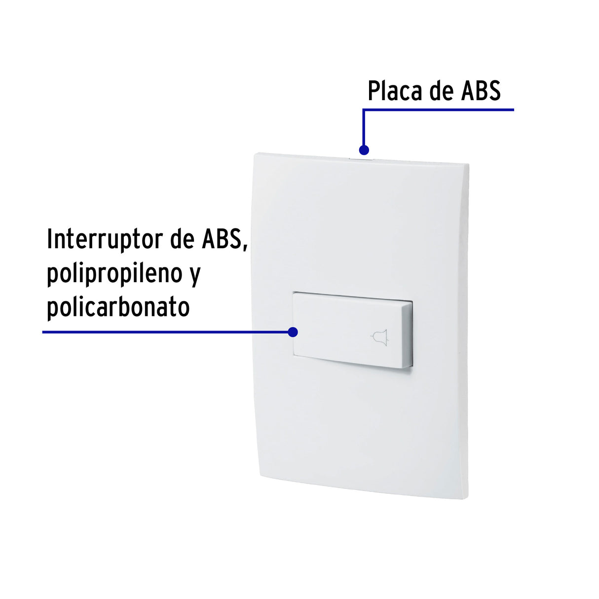 Placa Armada con Timbre, Línea Oslo, Color Blanco, Volteck