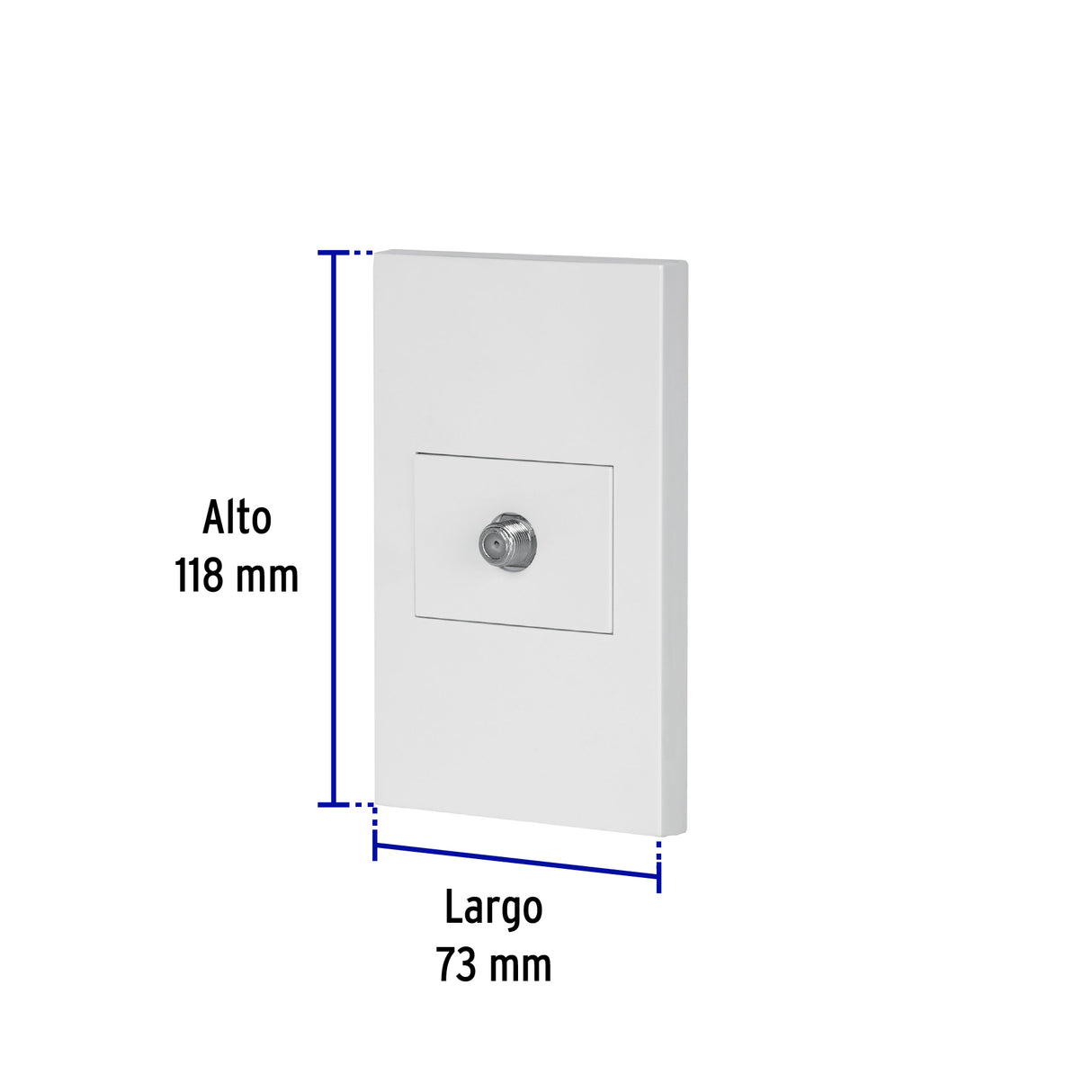 Placa Armada 1 Toma de TV, 1.5 Módulos, Española, Blanco