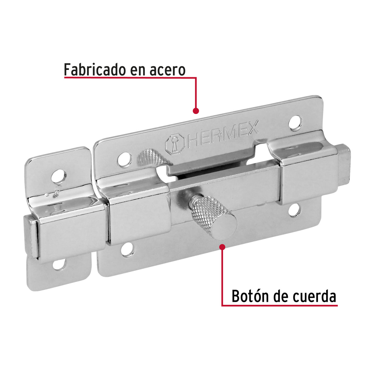 Pasador de Barra Plana 3' Acabado Cromo, Hermex