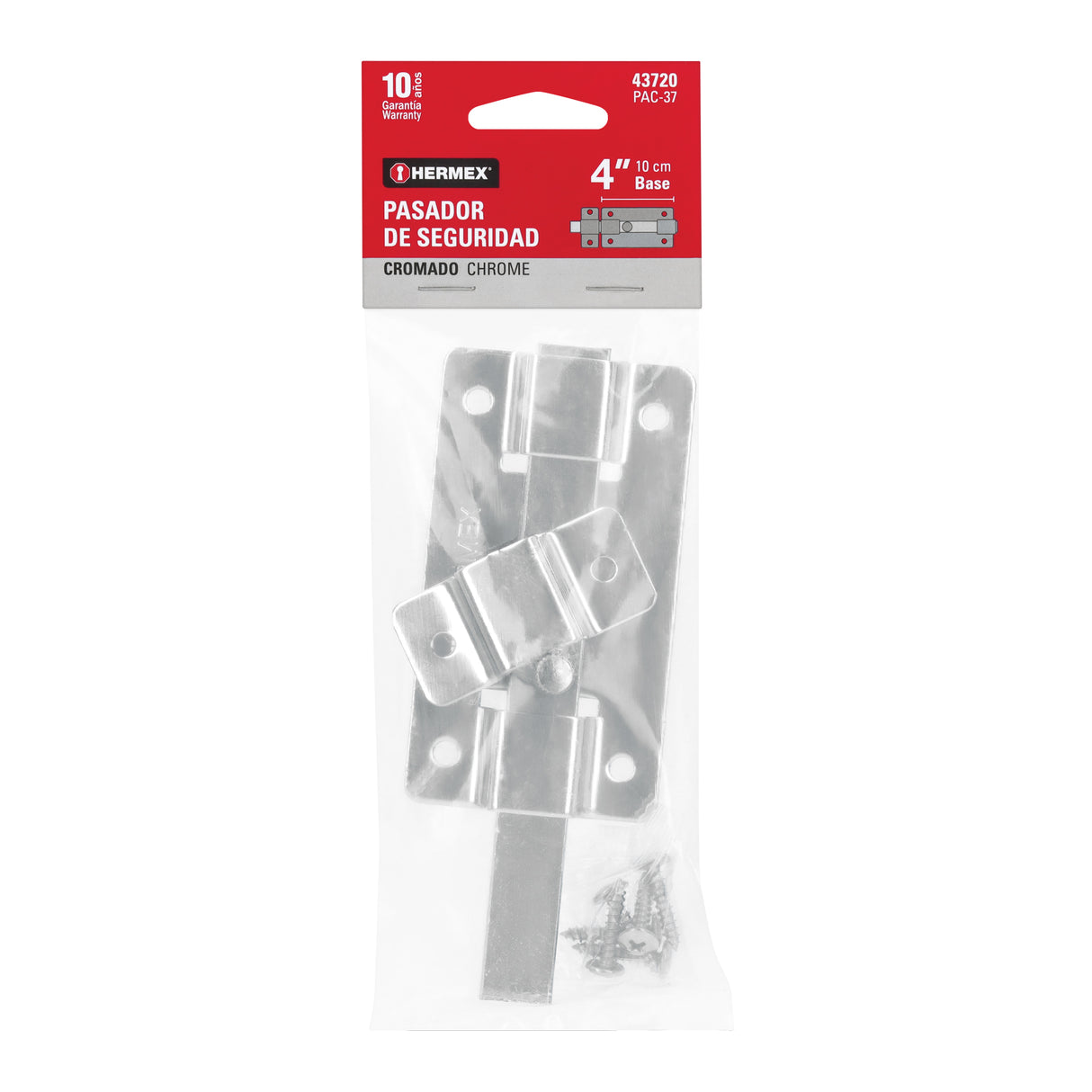 Pasador de Barra Plana 4' Acabado Cromo, Hermex