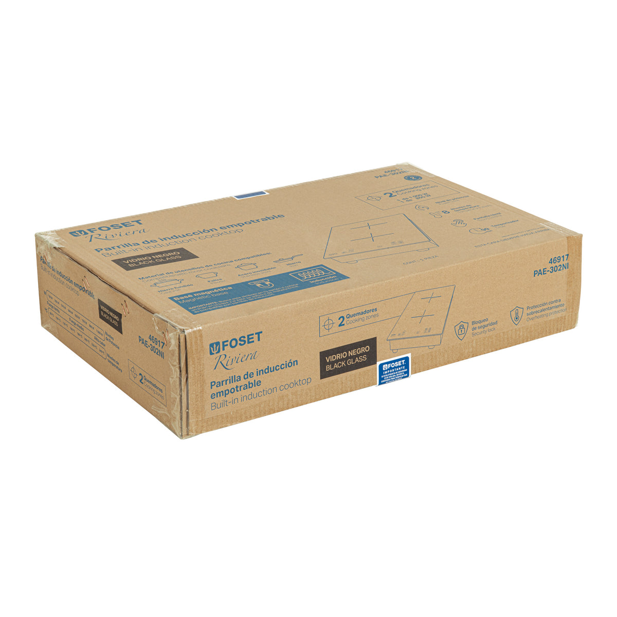 Parrilla Inducción Empotrable 30 cm, 2 Quem, Vidrio, Riviera