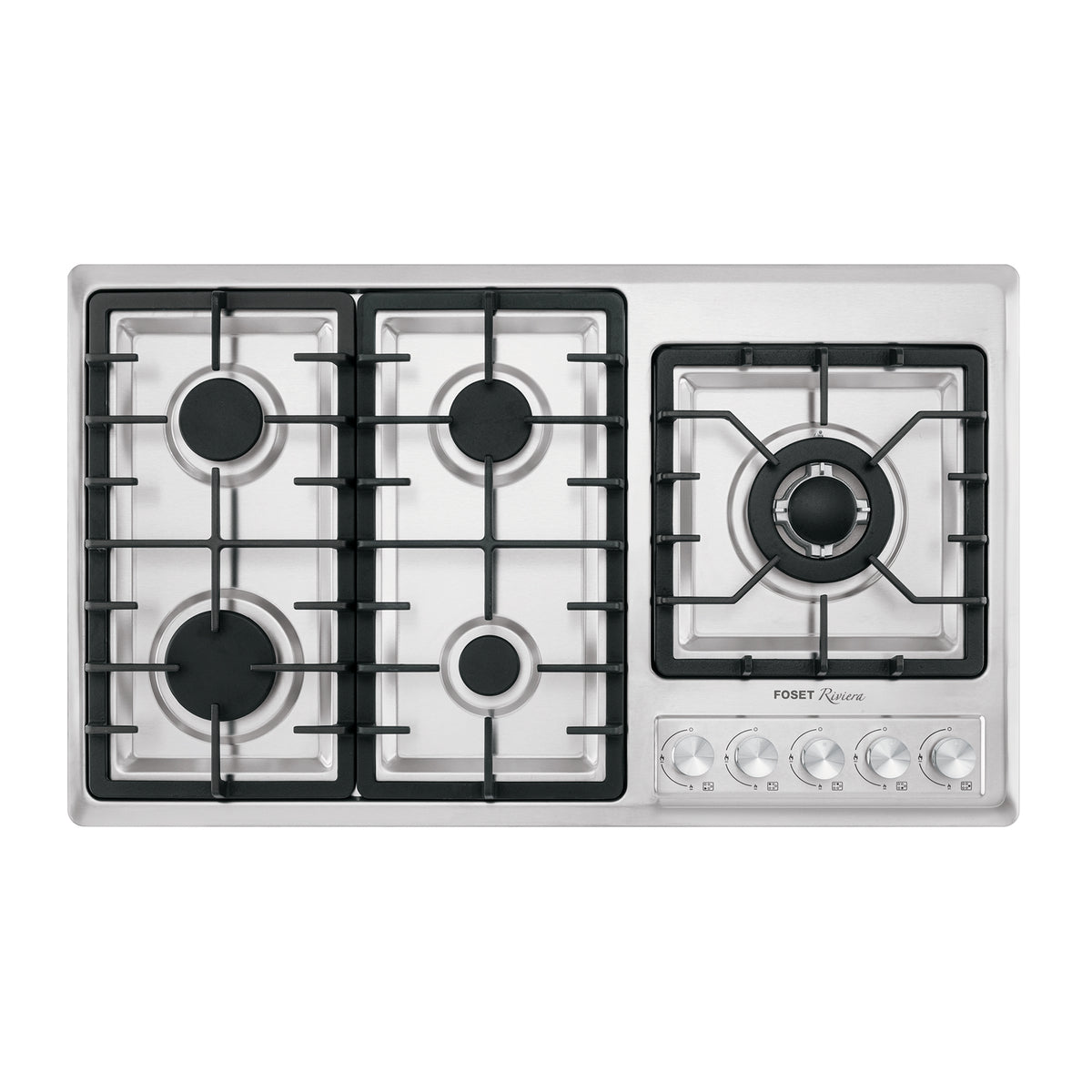 Parrilla Gas Empotrable 90 cm, 5 Quem, Lateral, Inox, Riviera