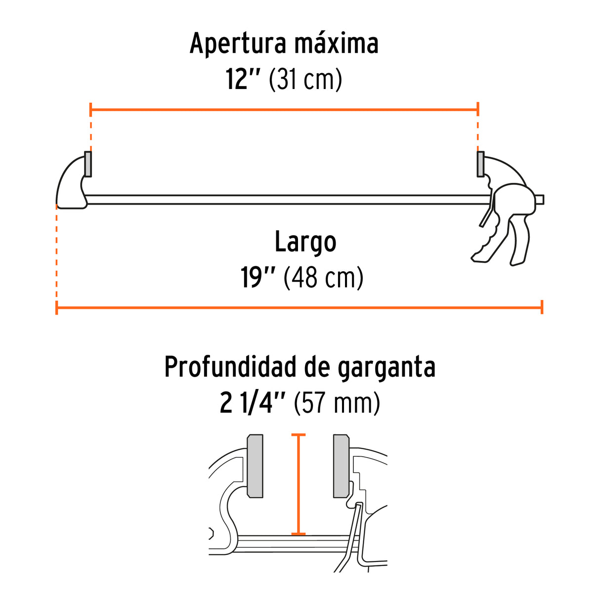 Prensa de Ajuste Rápido de 12'con Cuerpo de Nylon, Truper