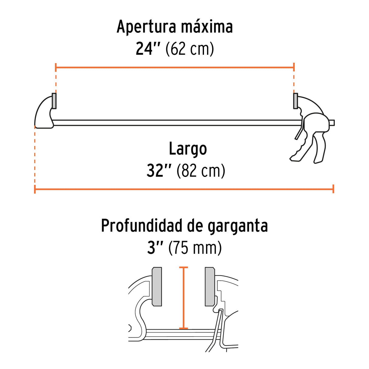 Prensa de Ajuste Rápido 24' Uso Rudo, Cuerpo Nylon, Expert