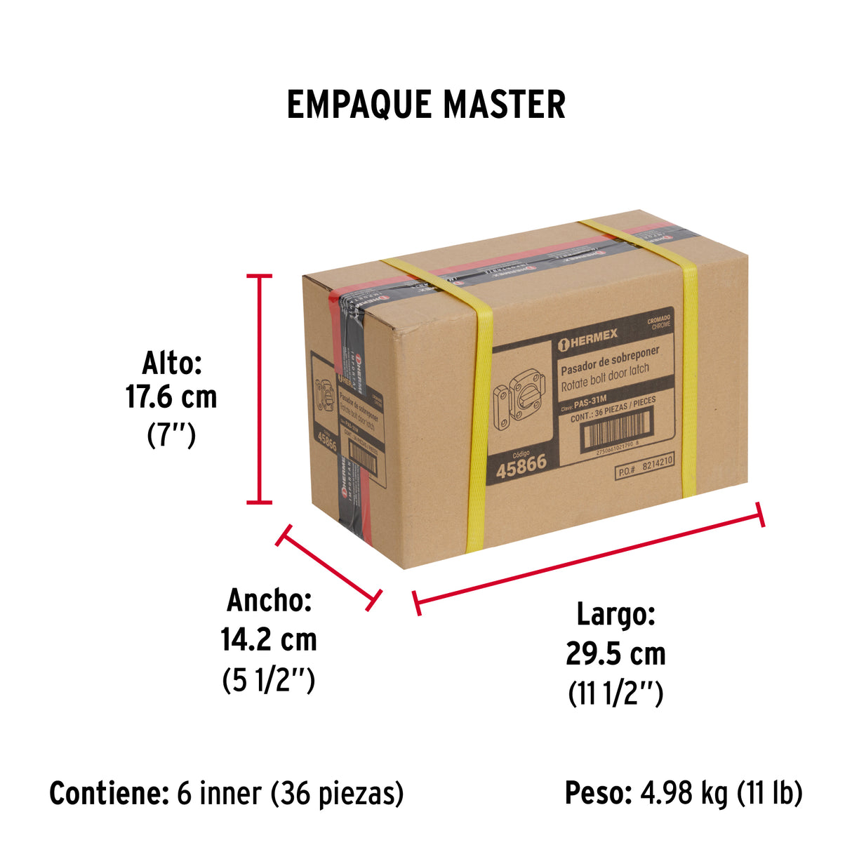 Pasador de Sobreponer, Modelo 31, Cromo, Hermex