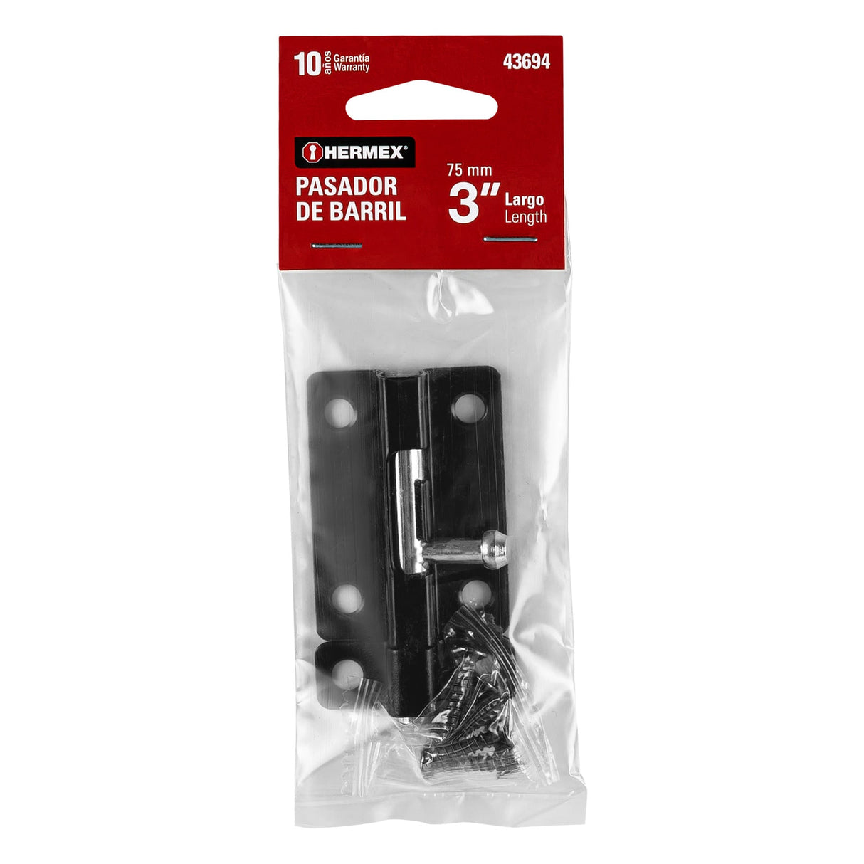 Pasador de Barril 3' de Acero Acabado Negro, Hermex