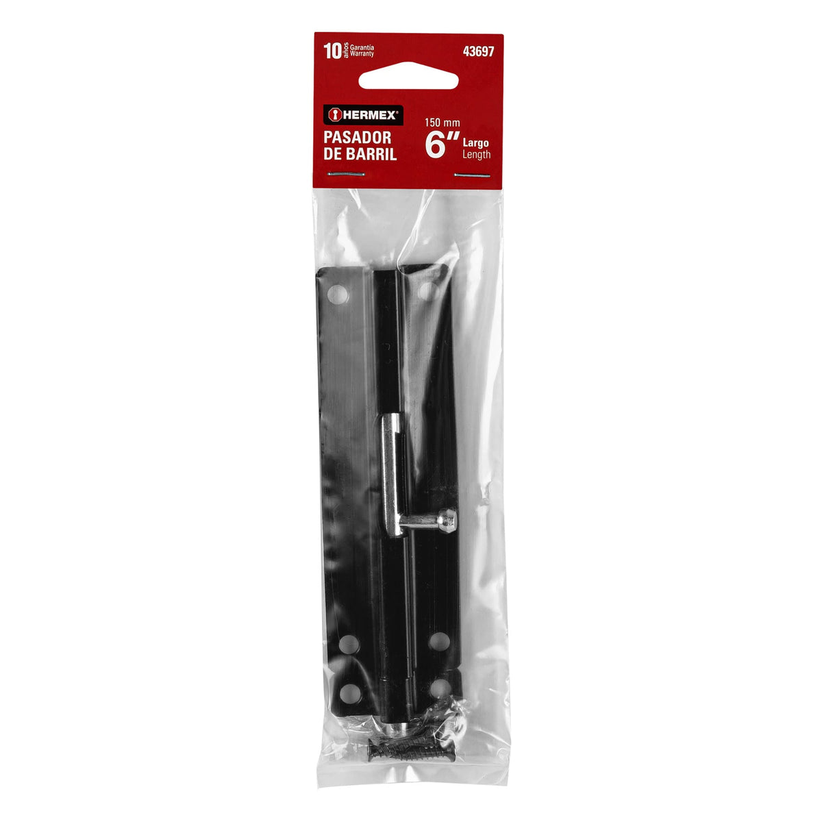 Pasador de Barril 6' de Acero Acabado Negro, Hermex