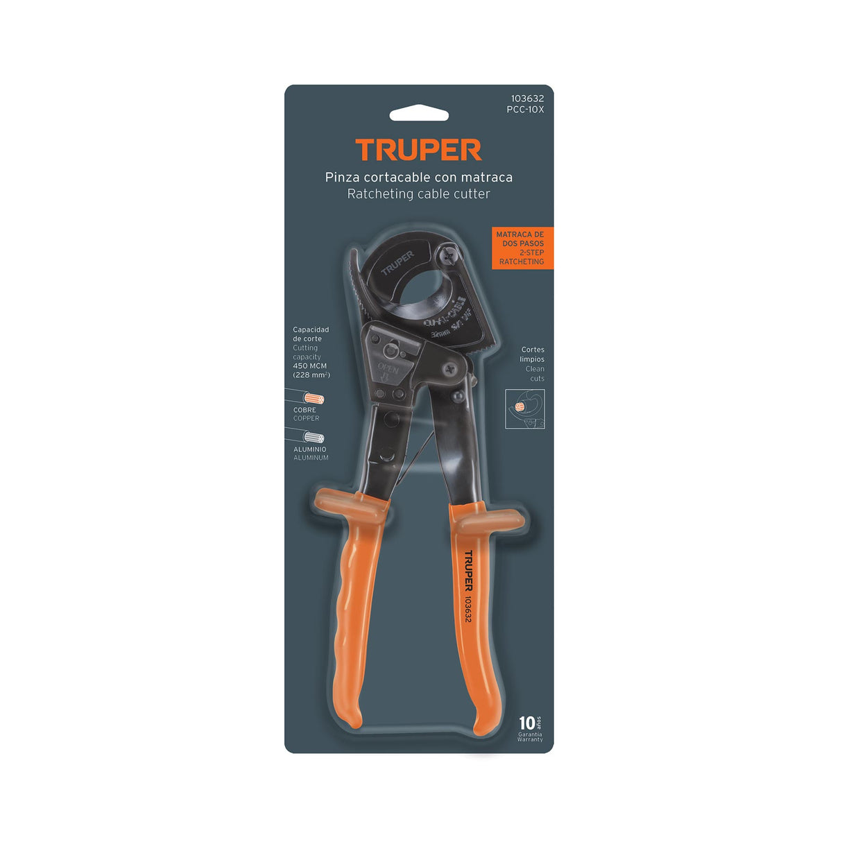 Pinzas Cortacable de Trinquete 10', Truper Expert