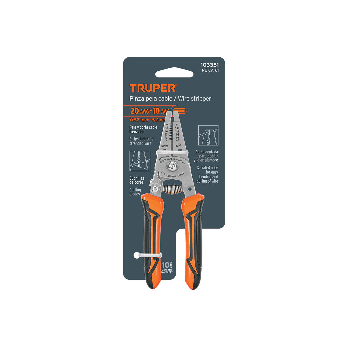 Pinza 6' Pela Cables, 20 a 10 AWG, Truper