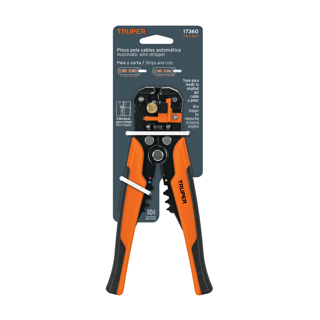 Pinza 8' Pela Cables Automática, 22 a 10 AWG, Truper