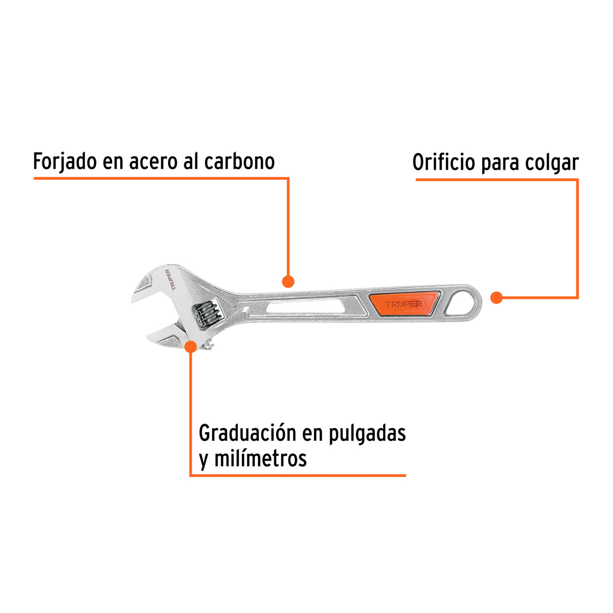 Llave Ajustable (Perico) 10' Cromada, Truper