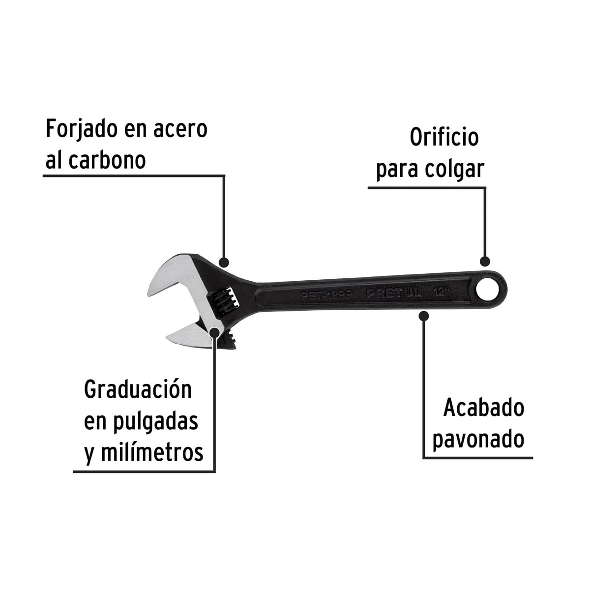 Llave Ajustable (Perico) 12' Pavonada, Pretul