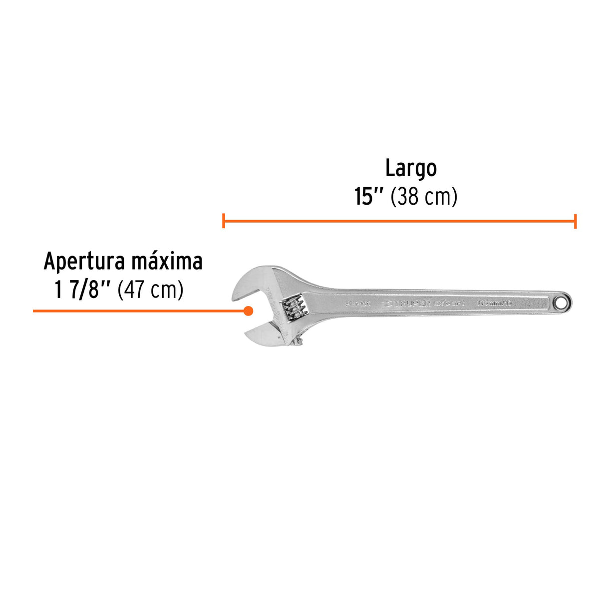 Llave Ajustable (Perico) 15' Profesional Cromada, Expert