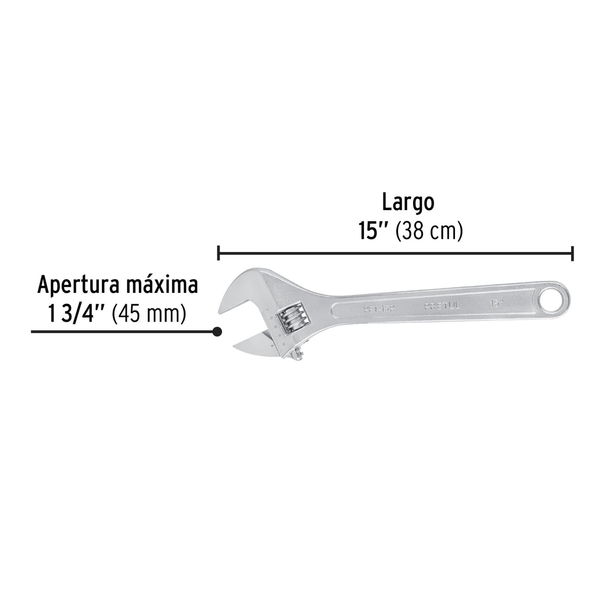 Llave Ajustable (Perico) 15' Cromada, Pretul