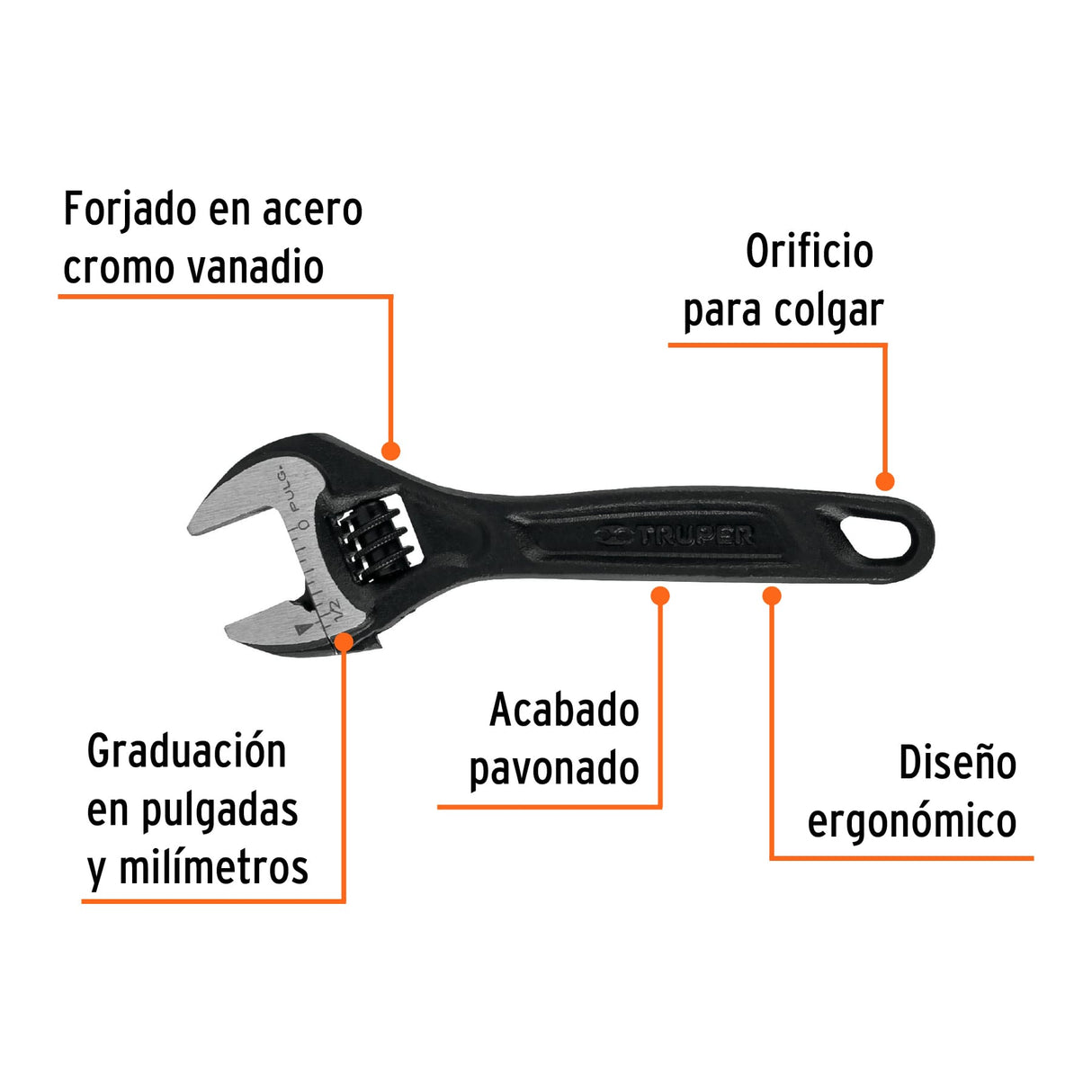 Llave Ajustable (Perico) 4' Profesional Pavonada, Expert