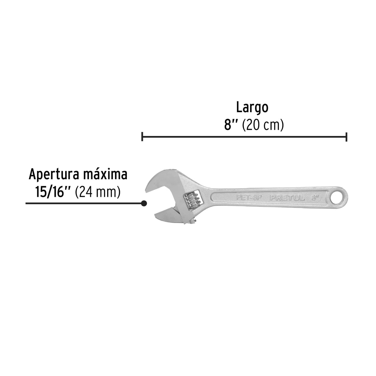 Llave Ajustable (Perico) 8' Cromada, Pretul