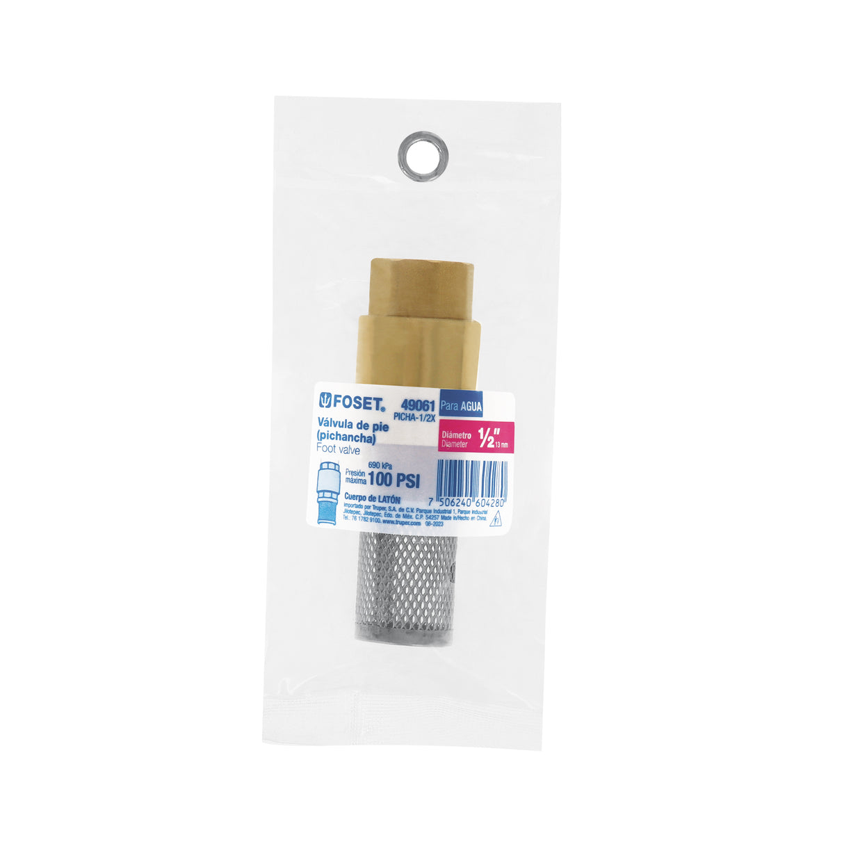 Pichancha Tipo Check de Latón Inoxidable 1/2', Foset