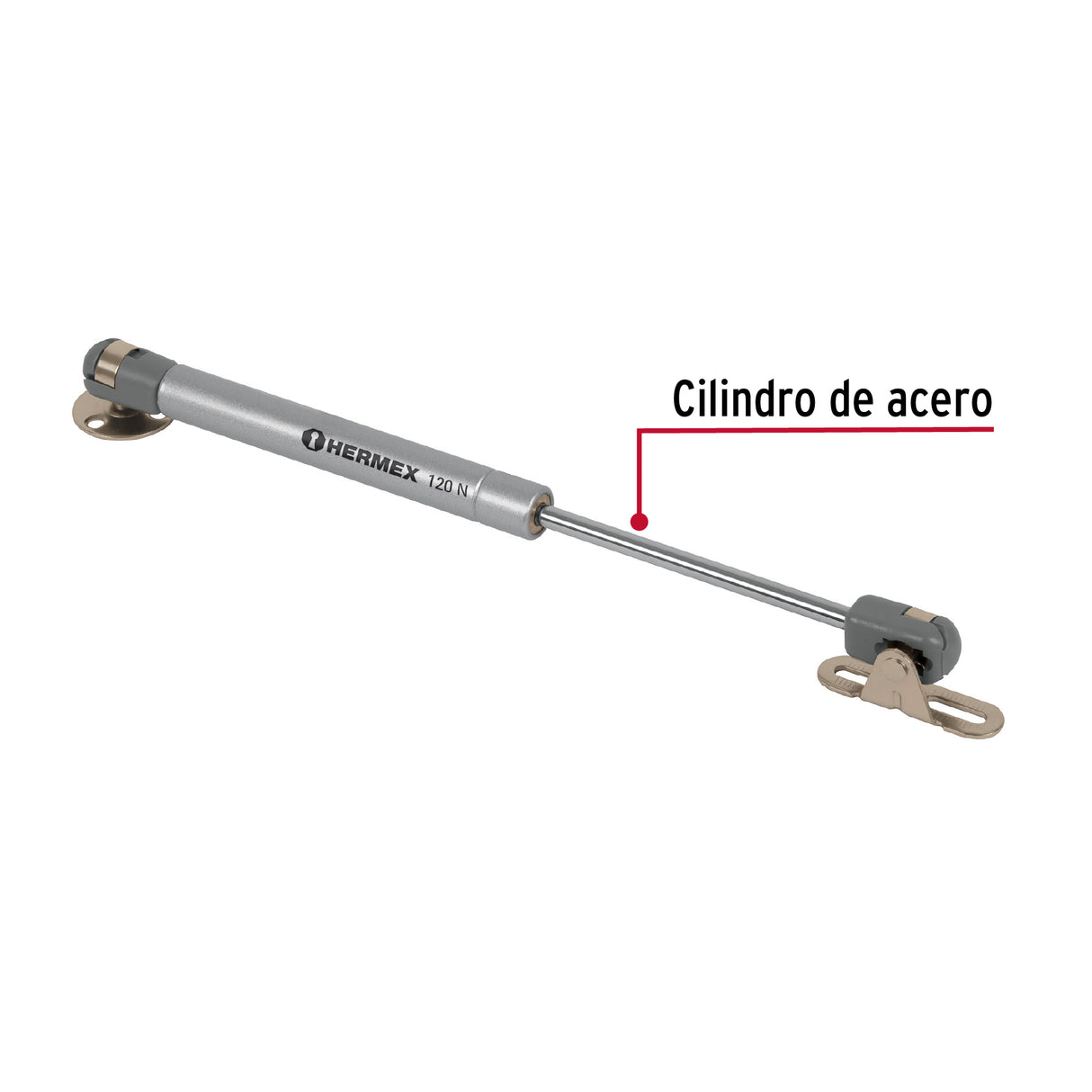 Pistón a Gas con Capacidad de 120 N/12 kg, Hermex