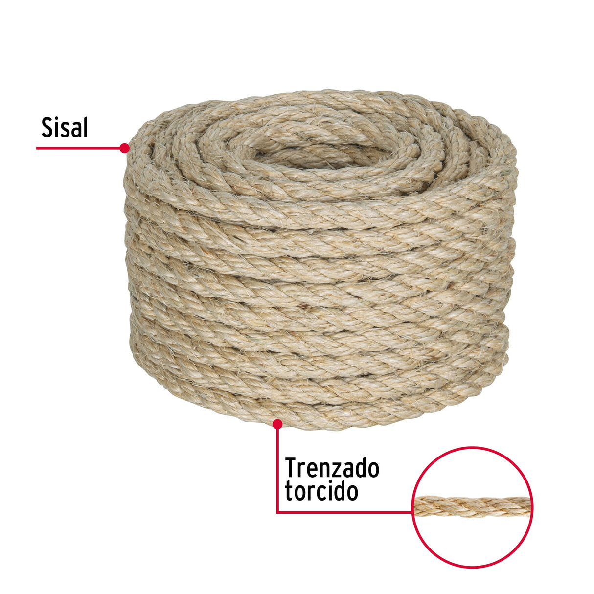 Piola de Sisal (Henequén) de 10 mm X 15 m Natural, Fiero
