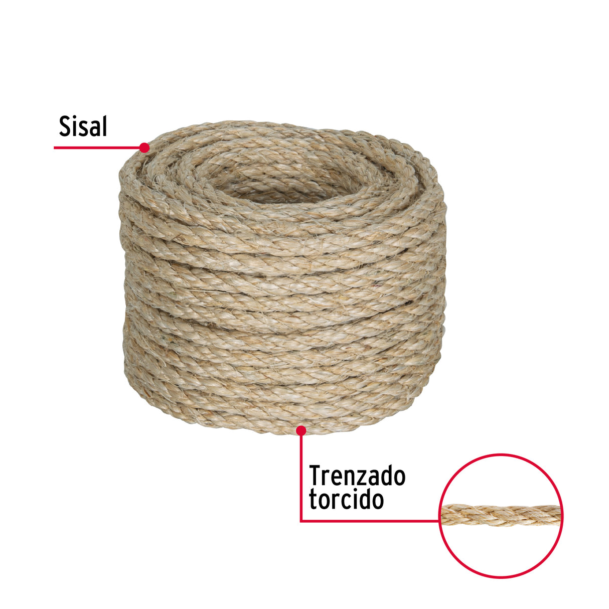 Piola de Sisal (Henequén) de 6 mm X 15 m Natural, Fiero