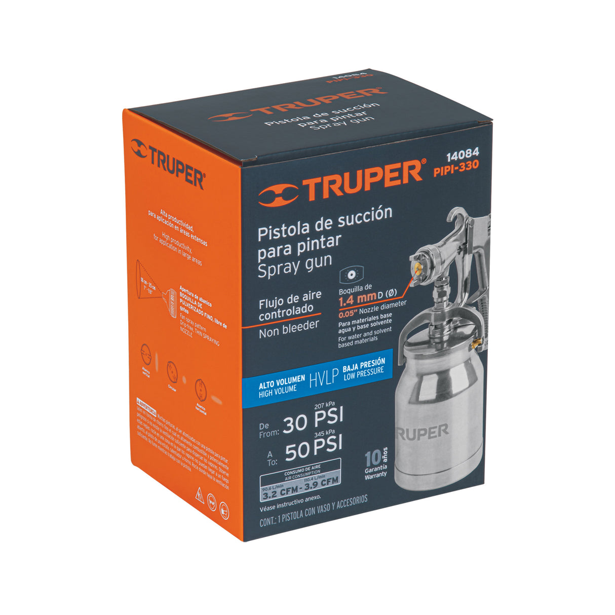 Pistola para Pintar Succión Hvlp Vaso Aluminio, 1.4 mm, Truper