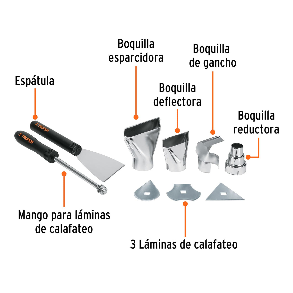 Pistola de Calor 2000 W con 9 Accesorios, Truper Pro