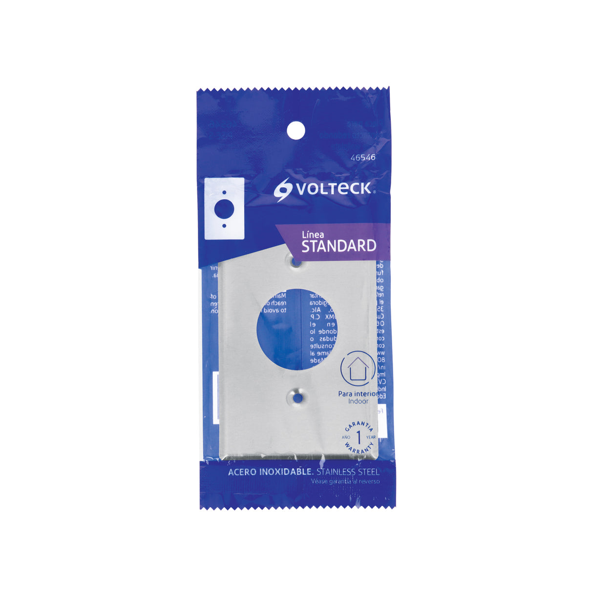 Placa de Acero Inoxidable para Contacto Sencillo, Standard