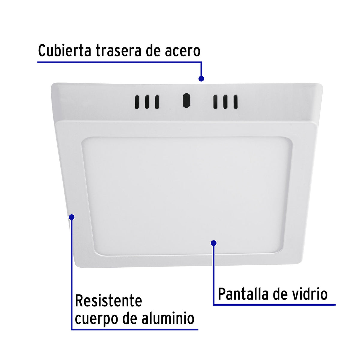 Luminario LED Plafón 12 W 6500K, Cuadrado, Blanco, Volteck
