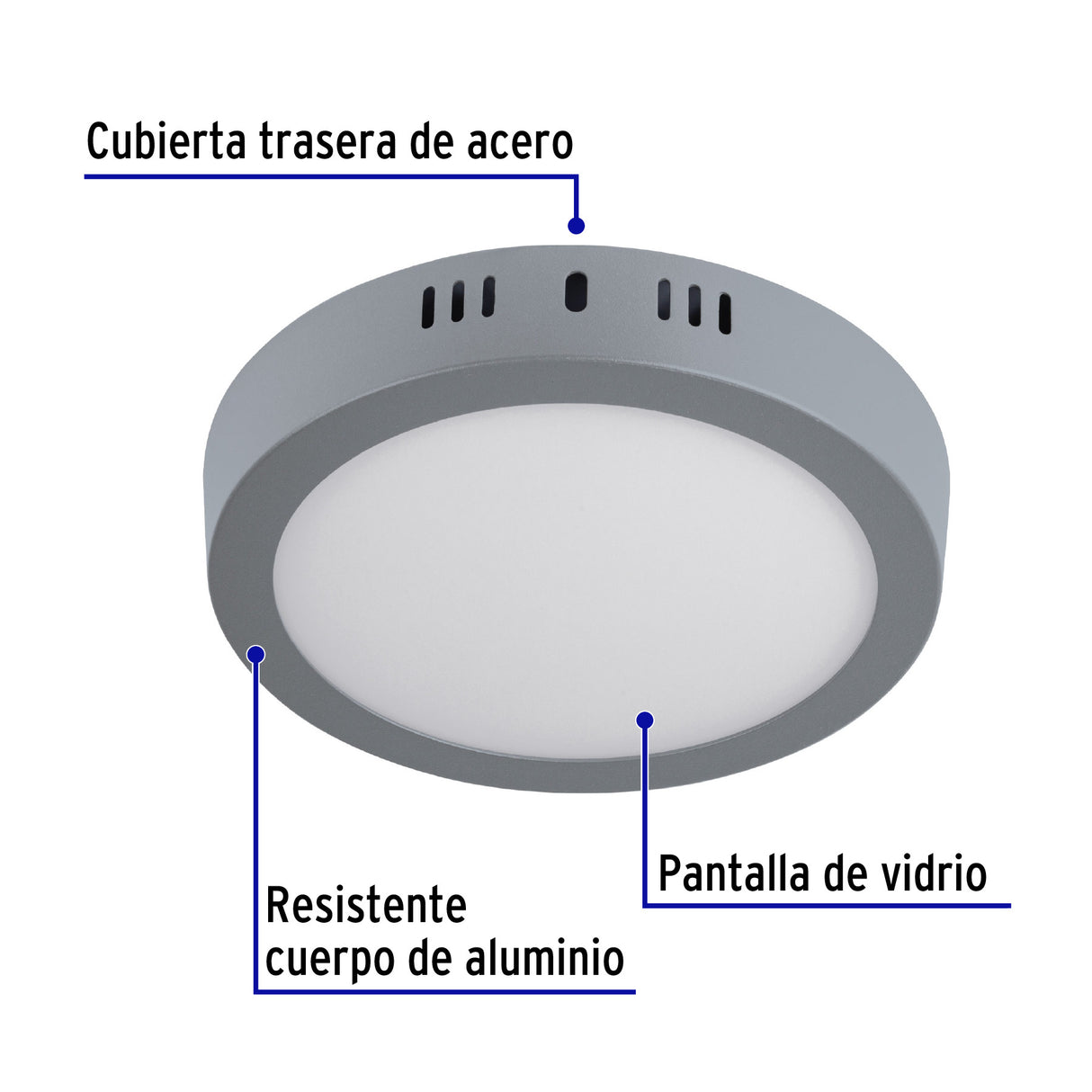 Luminario LED Plafón 12 W 6500K, Redondo, Gris, Volteck