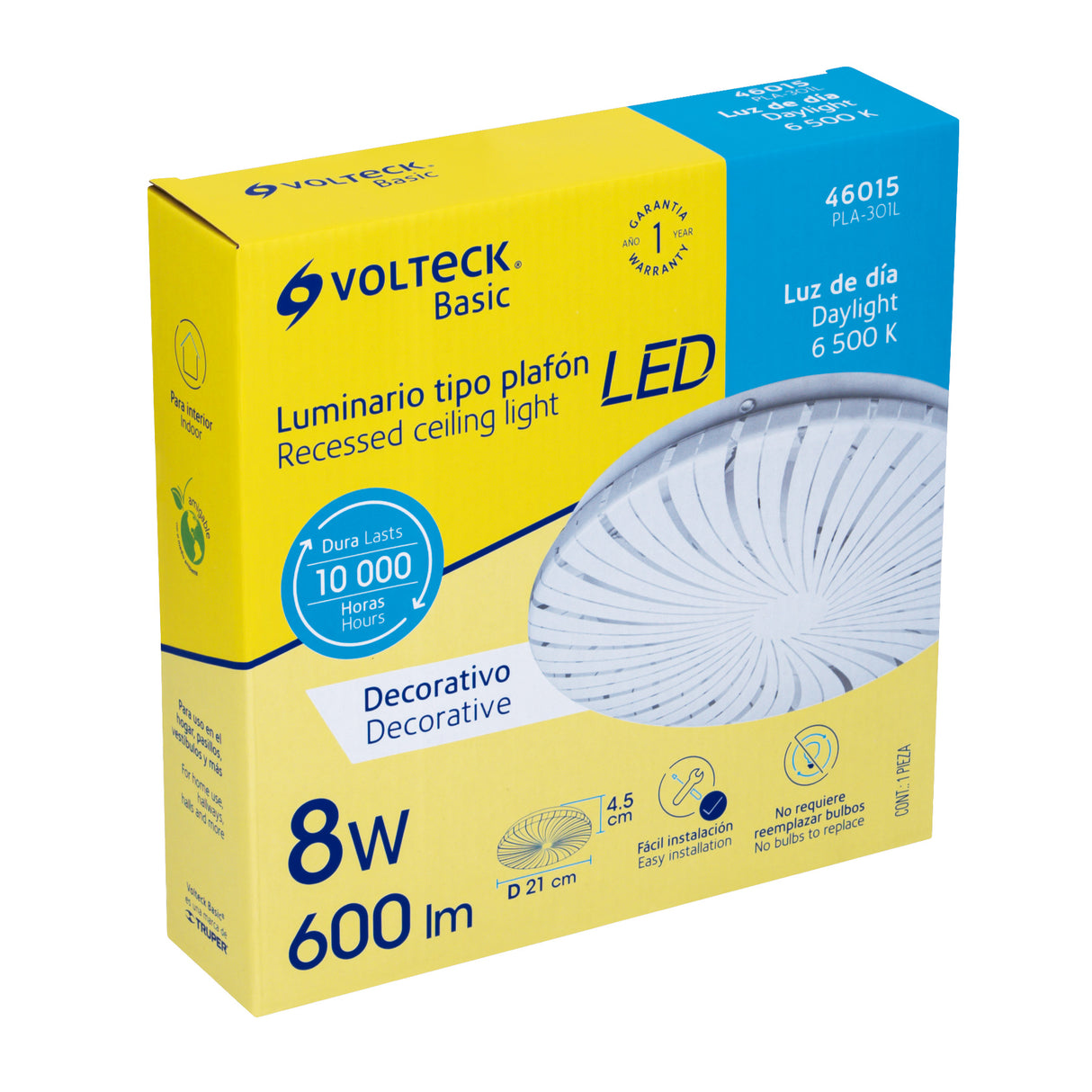 Luminario LED Plafón Decorativo 8 W 6500K, Espiral, Basic