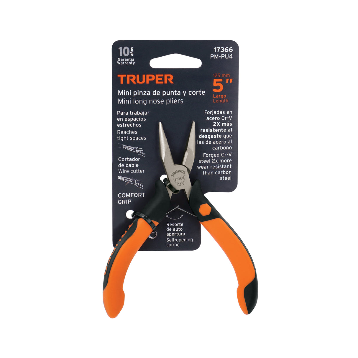 Mini Pinza de Punta y Corte 5' Mango Comfort Grip, Truper
