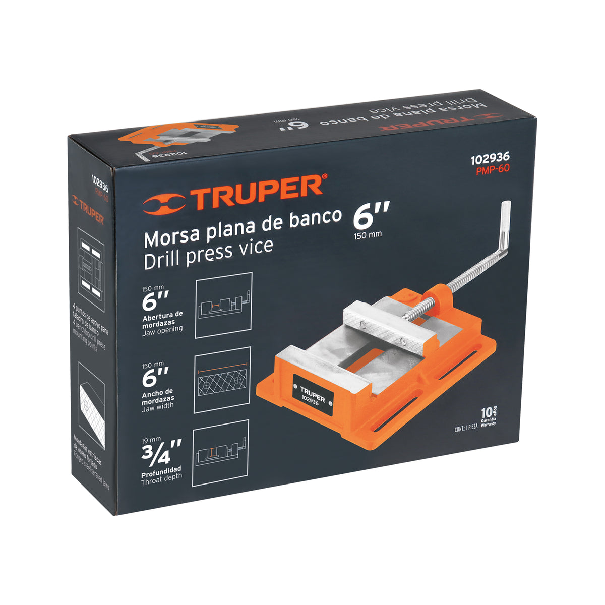 Prensa Morsa Plana, Apertura 6' (150 mm), Truper