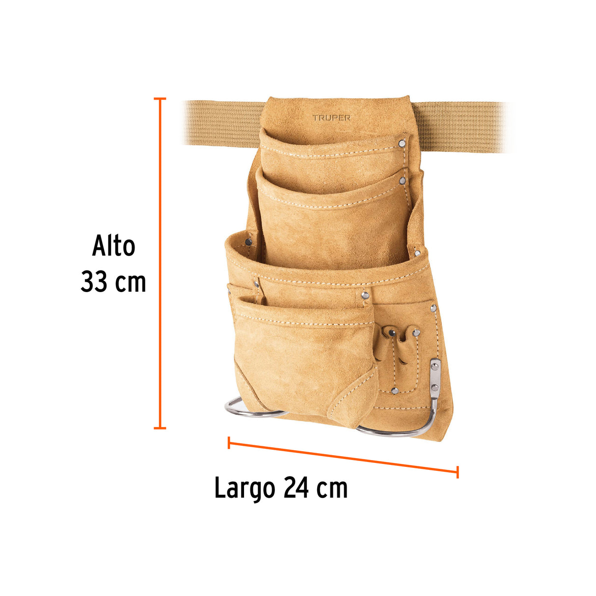 Porta Herramientas de Carnaza con 12 Compartimentos, Truper