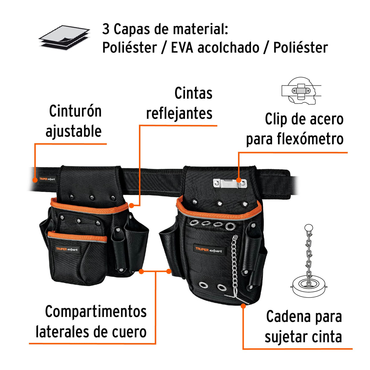 Porta Herramientas de Poliéster, 16 Compartimentos, Expert