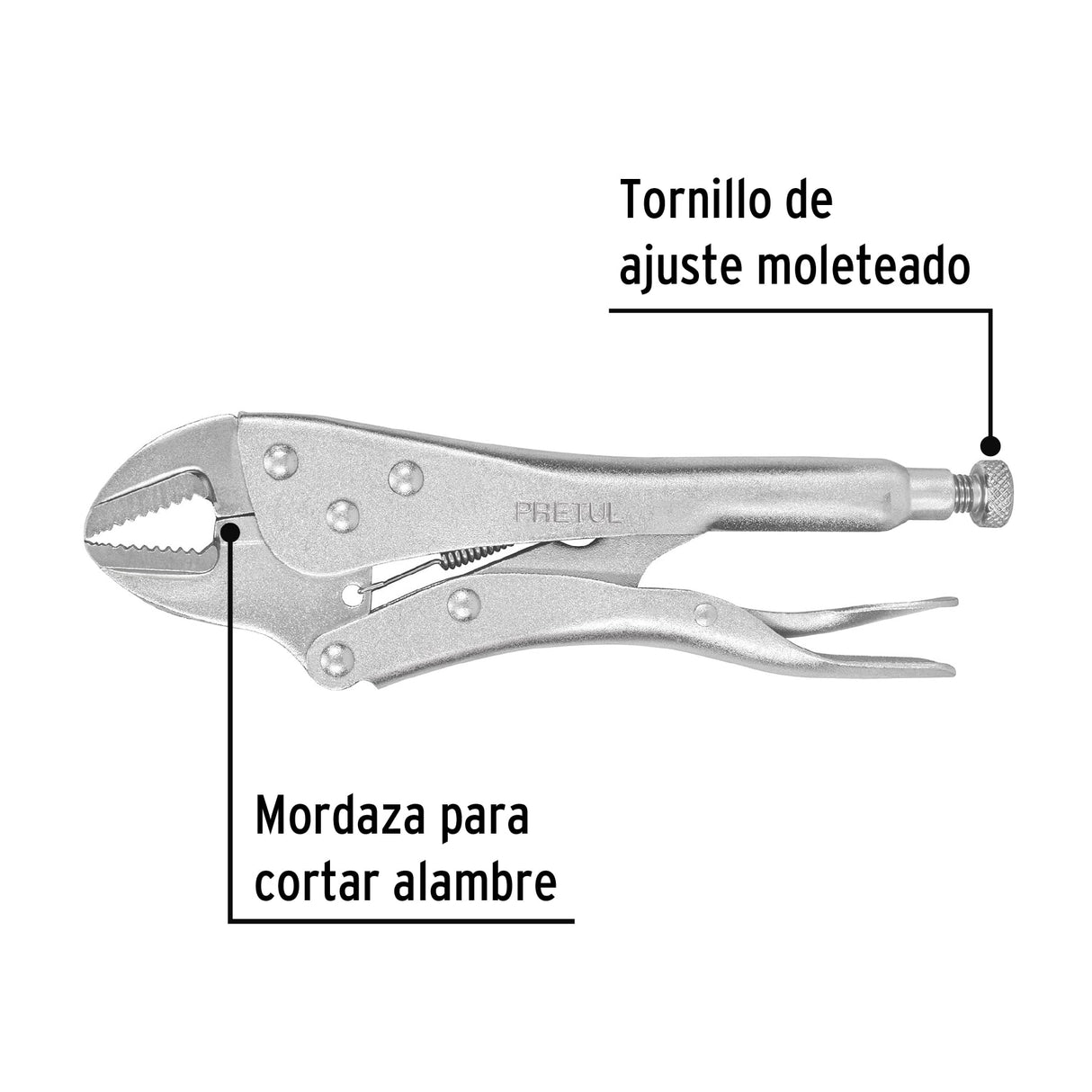 Pinza de Presión 10' Mordaza Recta, a Granel, Pretul