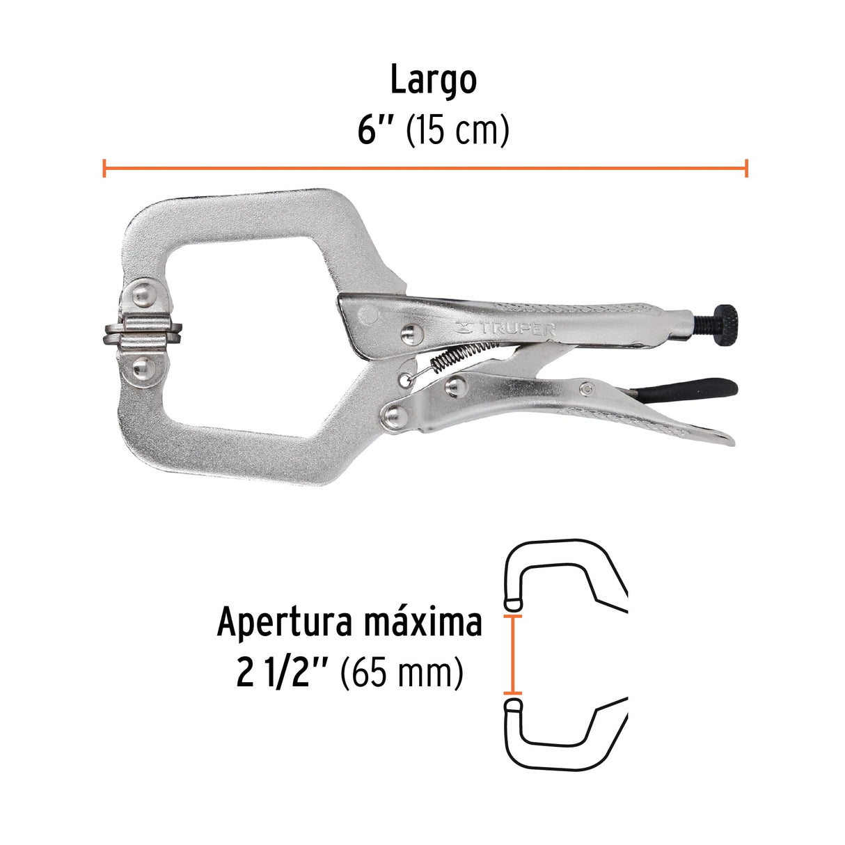 Pinza de Presión 6' Tipo 'C' con Mordaza Autoajustable
