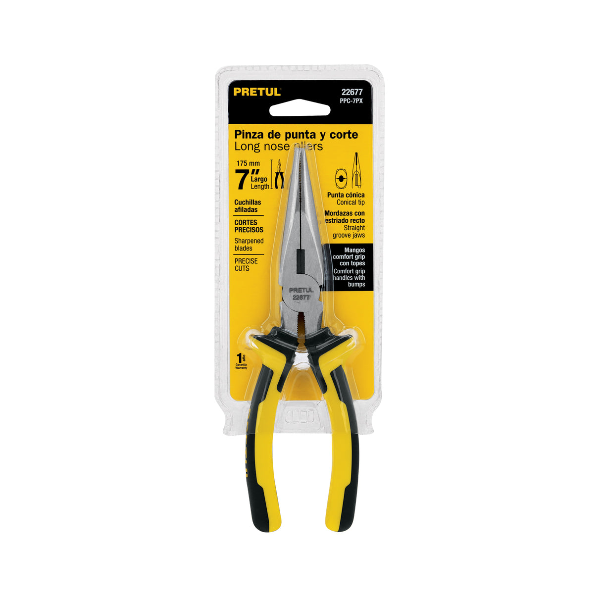 Pinza de Punta y Corte 7' Mango Comfort Grip, Pretul