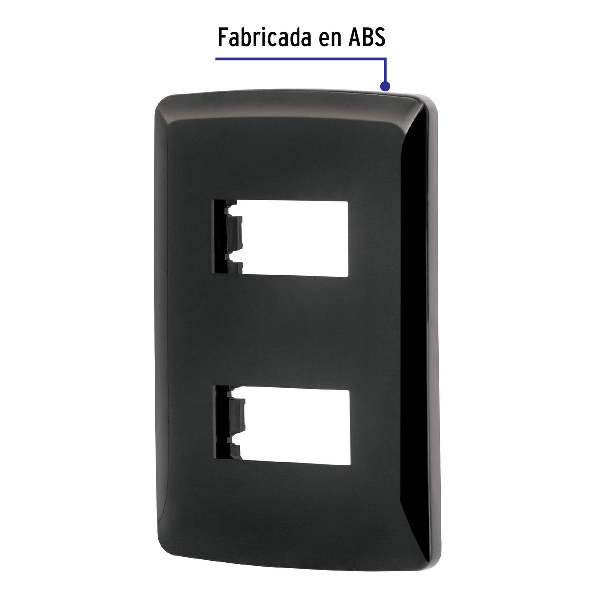 Placa de 2 Módulos, Negra, Línea Italiana, Volteck