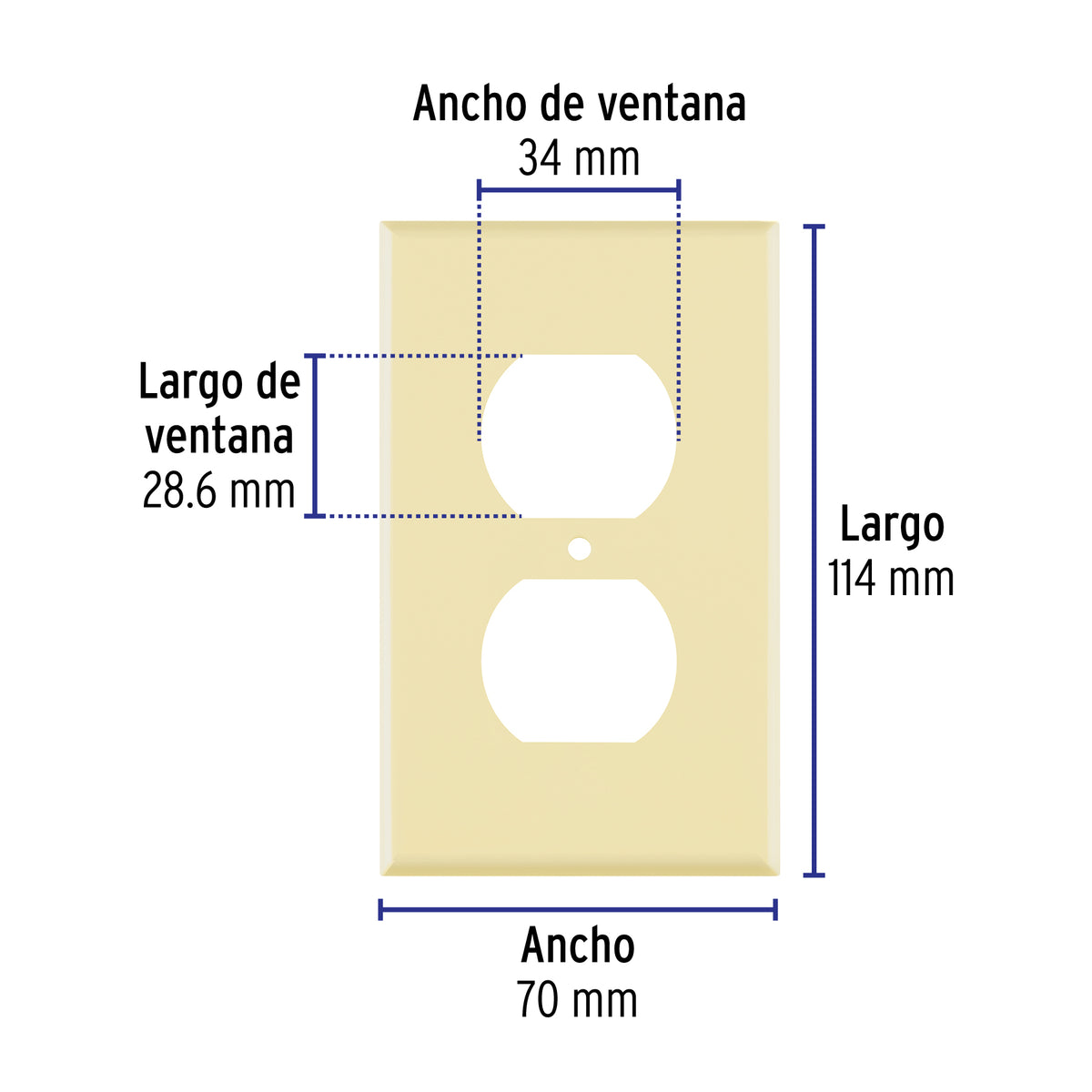 Placa de ABS Dúplex, Standard, Marfil, Volteck